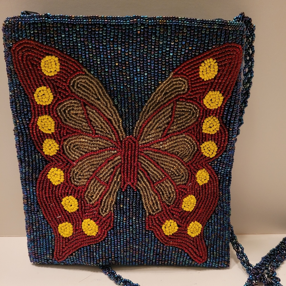 Ermo Beaded Butterfly Crossbody Purse.